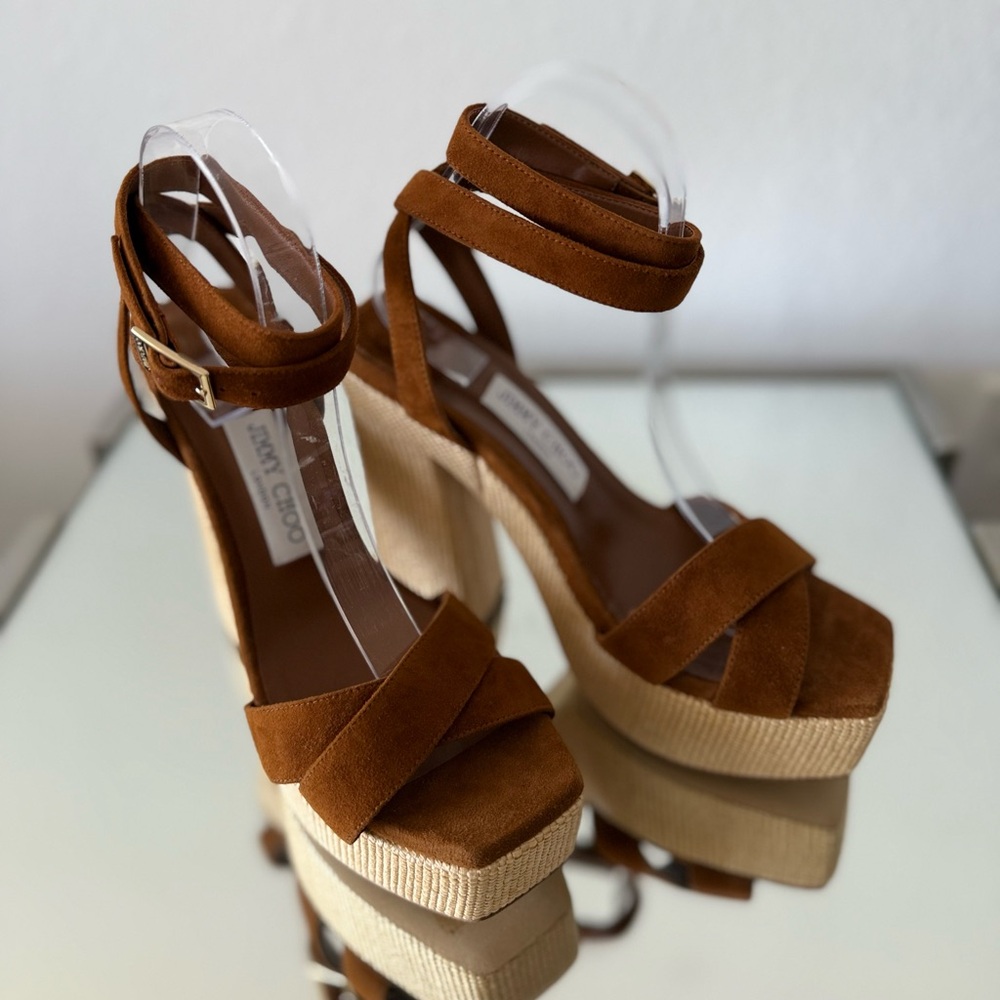 New JIMMY CHOO Gaia 140 suede platform sandals 38 $995 - Picture 13 of 13
